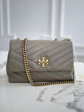 NWT - Tory Burch Kira Chevron Small Convertible Shoulder Bag - Grey Heron👜